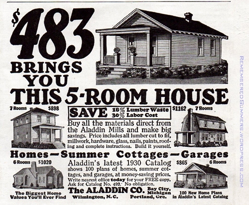 Aladdin ready-to-build house kits, 1930. Ad from Better Homes and Gardens.
